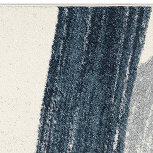 HomeRoots 4' Blue and White Abstract Shag Area Rug - Soft Power Loomed Design for Modern Home Décor and Comfort 7x10 390316