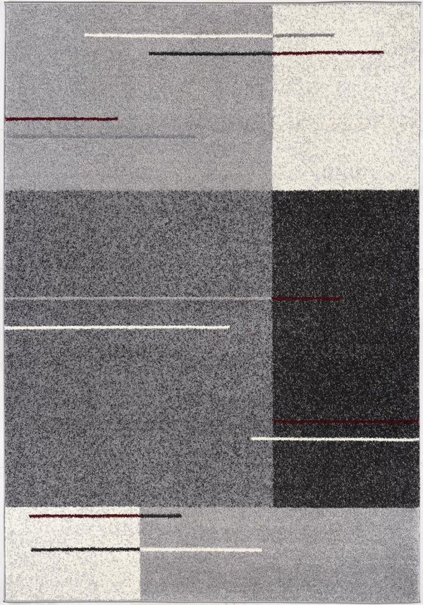 HomeRoots 4' Modern Geometric Area Rug - Stylish Gray Design with Plush High Pile for High-Traffic Spaces 4x6 390318