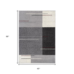 HomeRoots 4' Modern Geometric Area Rug - Stylish Gray Design with Plush High Pile for High-Traffic Spaces 4x6 390318