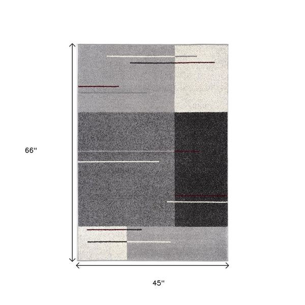 HomeRoots 4' Modern Geometric Area Rug - Stylish Gray Design with Plush High Pile for High-Traffic Spaces 4x6 390318