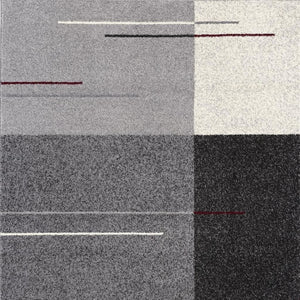 HomeRoots 4' Modern Geometric Area Rug - Stylish Gray Design with Plush High Pile for High-Traffic Spaces 4x6 390318
