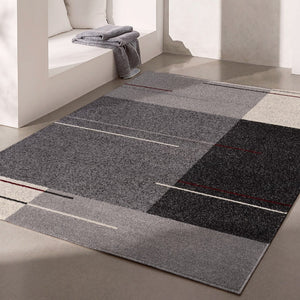 HomeRoots 4' Modern Geometric Area Rug - Stylish Gray Design with Plush High Pile for High-Traffic Spaces 5x8 390320