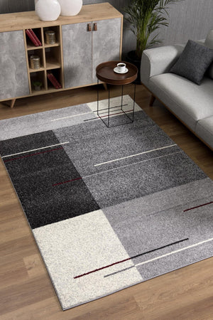 HomeRoots 4' Modern Geometric Area Rug - Stylish Gray Design with Plush High Pile for High-Traffic Spaces 7x10 390321