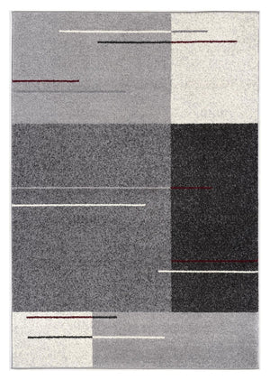 HomeRoots 4' Modern Geometric Area Rug - Stylish Gray Design with Plush High Pile for High-Traffic Spaces 7x10 390321