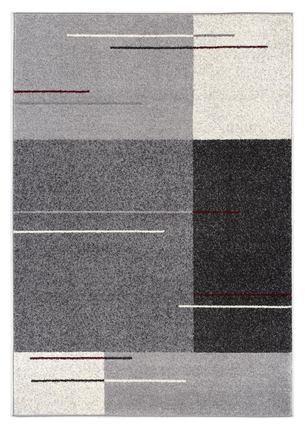 HomeRoots 4' Modern Geometric Area Rug - Stylish Gray Design with Plush High Pile for High-Traffic Spaces 7x10 390321