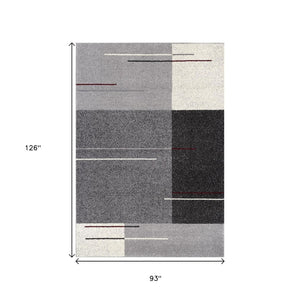 HomeRoots 4' Modern Geometric Area Rug - Stylish Gray Design with Plush High Pile for High-Traffic Spaces 8x11 390322
