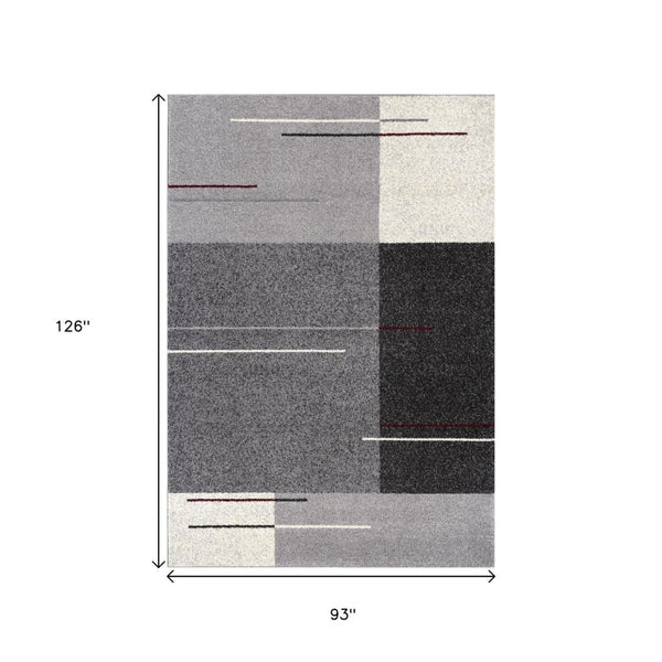 HomeRoots 4' Modern Geometric Area Rug - Stylish Gray Design with Plush High Pile for High-Traffic Spaces 8x11 390322