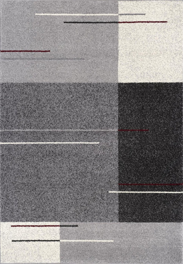 HomeRoots 4' Modern Geometric Area Rug - Stylish Gray Design with Plush High Pile for High-Traffic Spaces 8x11 390322
