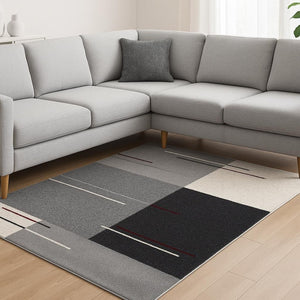 HomeRoots 4' Modern Geometric Area Rug - Stylish Gray Design with Plush High Pile for High-Traffic Spaces 8x11 390322