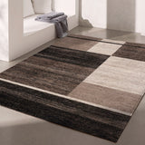 Homeroots 4' X 6' Brown And Beige Abstract Blocks Area Rug  Polyester 390323