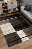 Homeroots 4' X 6' Brown And Beige Abstract Blocks Area Rug  Polyester 390323