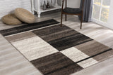 Homeroots 4' X 6' Brown And Beige Abstract Blocks Area Rug  Polyester 390323