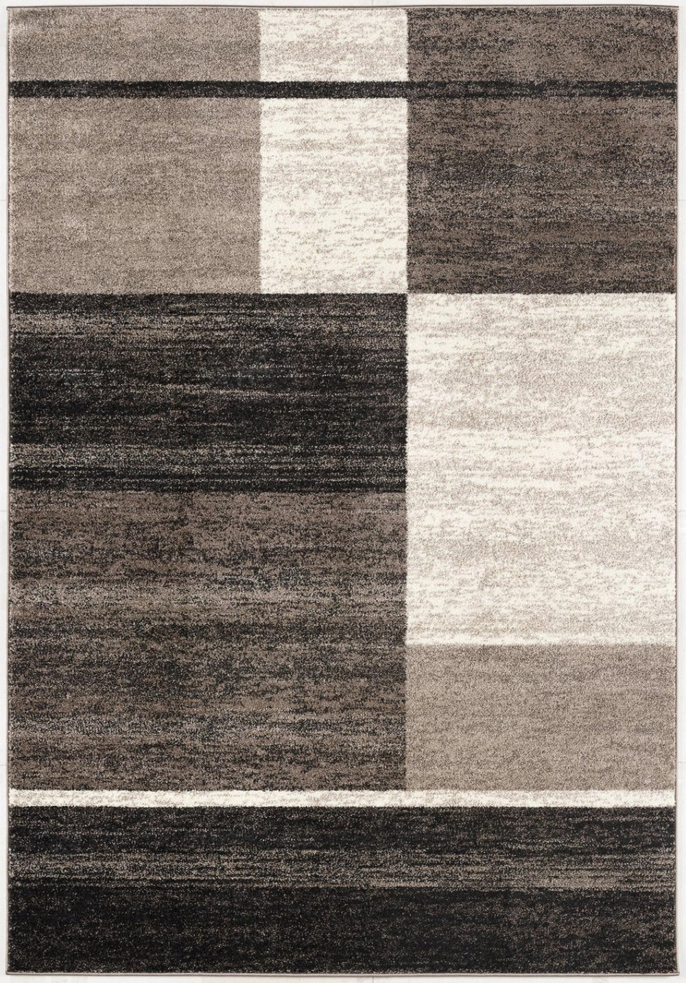 HomeRoots 7' Abstract Blocks Area Rug in Brown and Beige – Modern, Plush, and Stain-Resistant for Your Home 8' X 11' 390327