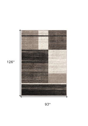 HomeRoots 7' Abstract Blocks Area Rug in Brown and Beige – Modern, Plush, and Stain-Resistant for Your Home 8' X 11' 390327