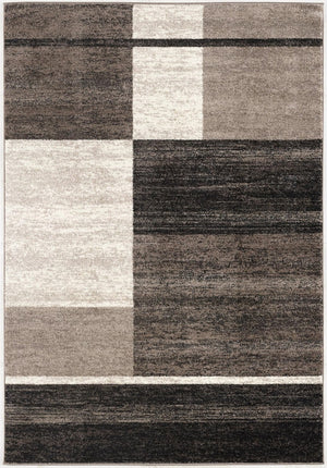 HomeRoots 7' Abstract Blocks Area Rug in Brown and Beige – Modern, Plush, and Stain-Resistant for Your Home 8' X 11' 390327