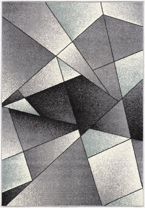 HomeRoots 4' Modern Gray and Blue Prism Pattern Area Rug – Durable, Stylish, and Ideal for High-Traffic Spaces 4x6 390328