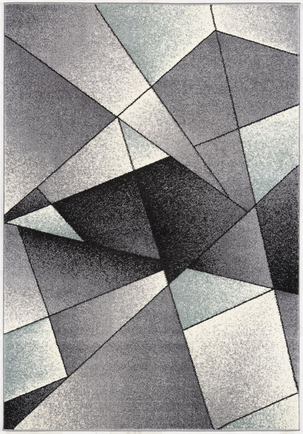 HomeRoots 4' Modern Gray and Blue Prism Pattern Area Rug – Durable, Stylish, and Ideal for High-Traffic Spaces 4x6 390328