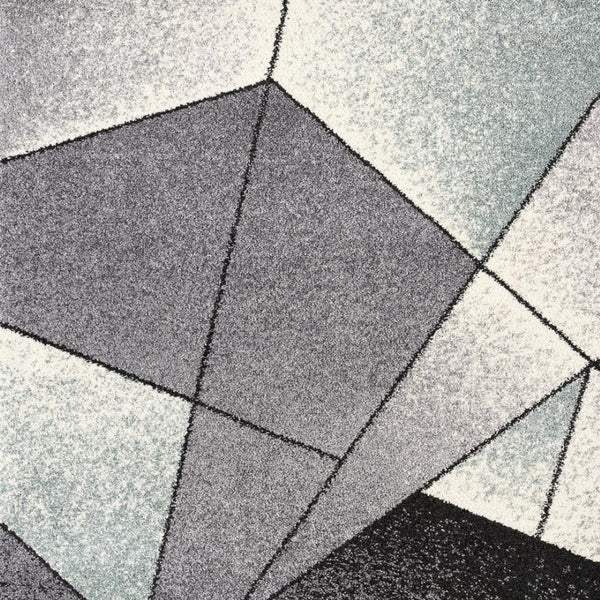 HomeRoots 4' Modern Gray and Blue Prism Pattern Area Rug – Durable, Stylish, and Ideal for High-Traffic Spaces 5x8 390330
