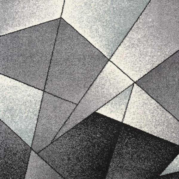 HomeRoots 4' Modern Gray and Blue Prism Pattern Area Rug – Durable, Stylish, and Ideal for High-Traffic Spaces 5x8 390330