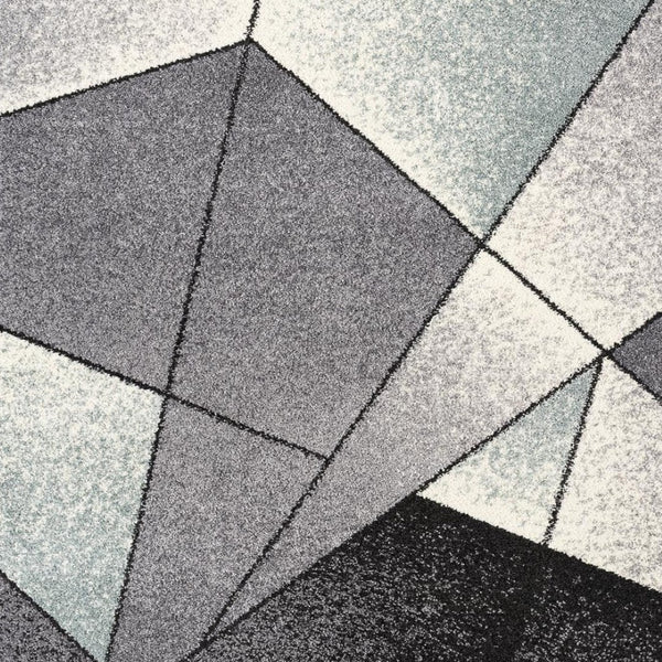 HomeRoots 4' Modern Gray and Blue Prism Pattern Area Rug – Durable, Stylish, and Ideal for High-Traffic Spaces 7x10 390331