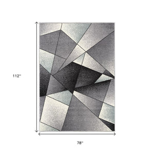HomeRoots 4' Modern Gray and Blue Prism Pattern Area Rug – Durable, Stylish, and Ideal for High-Traffic Spaces 7x10 390331