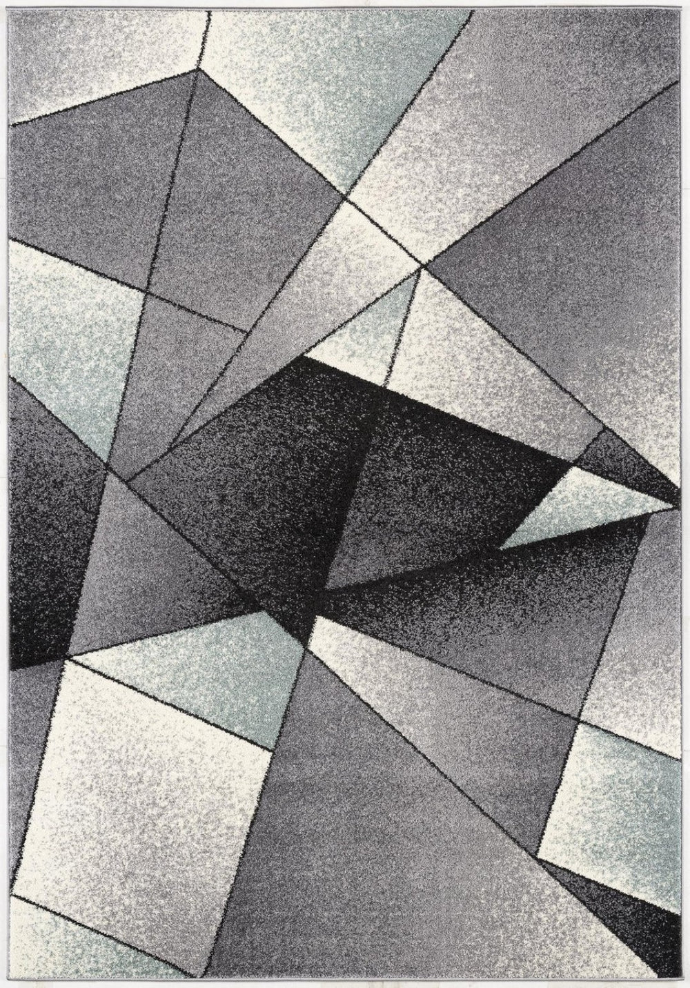 HomeRoots 4' Modern Gray and Blue Prism Pattern Area Rug – Durable, Stylish, and Ideal for High-Traffic Spaces 8x11 390332