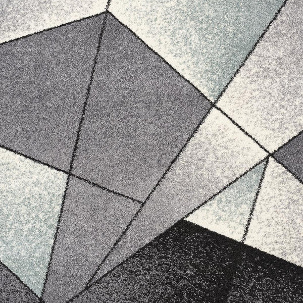 HomeRoots 4' Modern Gray and Blue Prism Pattern Area Rug – Durable, Stylish, and Ideal for High-Traffic Spaces 8x11 390332