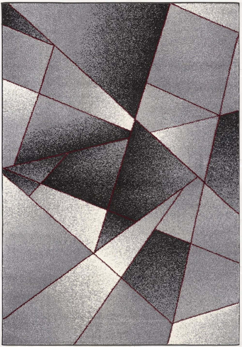 HomeRoots 4' Modern Grey Red Geometric Area Rug - Stylish, Durable Design for Living Rooms and Bedrooms 5x8 390335
