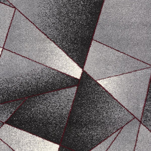 HomeRoots 4' Modern Grey Red Geometric Area Rug - Stylish, Durable Design for Living Rooms and Bedrooms 8x11 390337