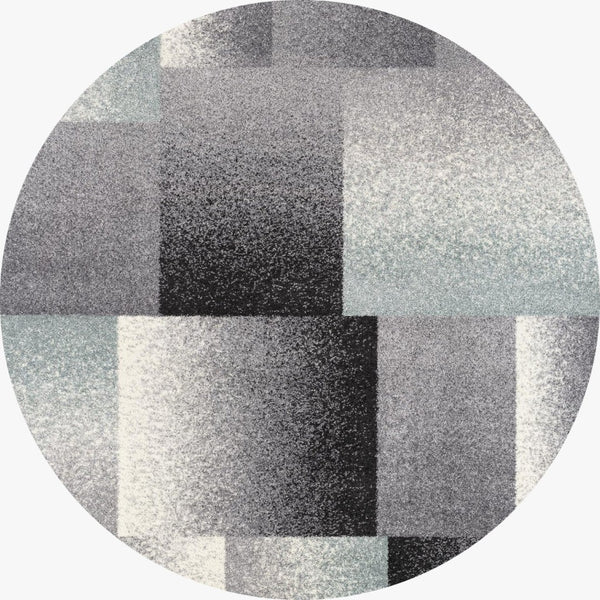 HomeRoots 4' Modern Geometric Area Rug - Stylish Charcoal and Teal Design for Contemporary Home Décor 5' Round Round 390339