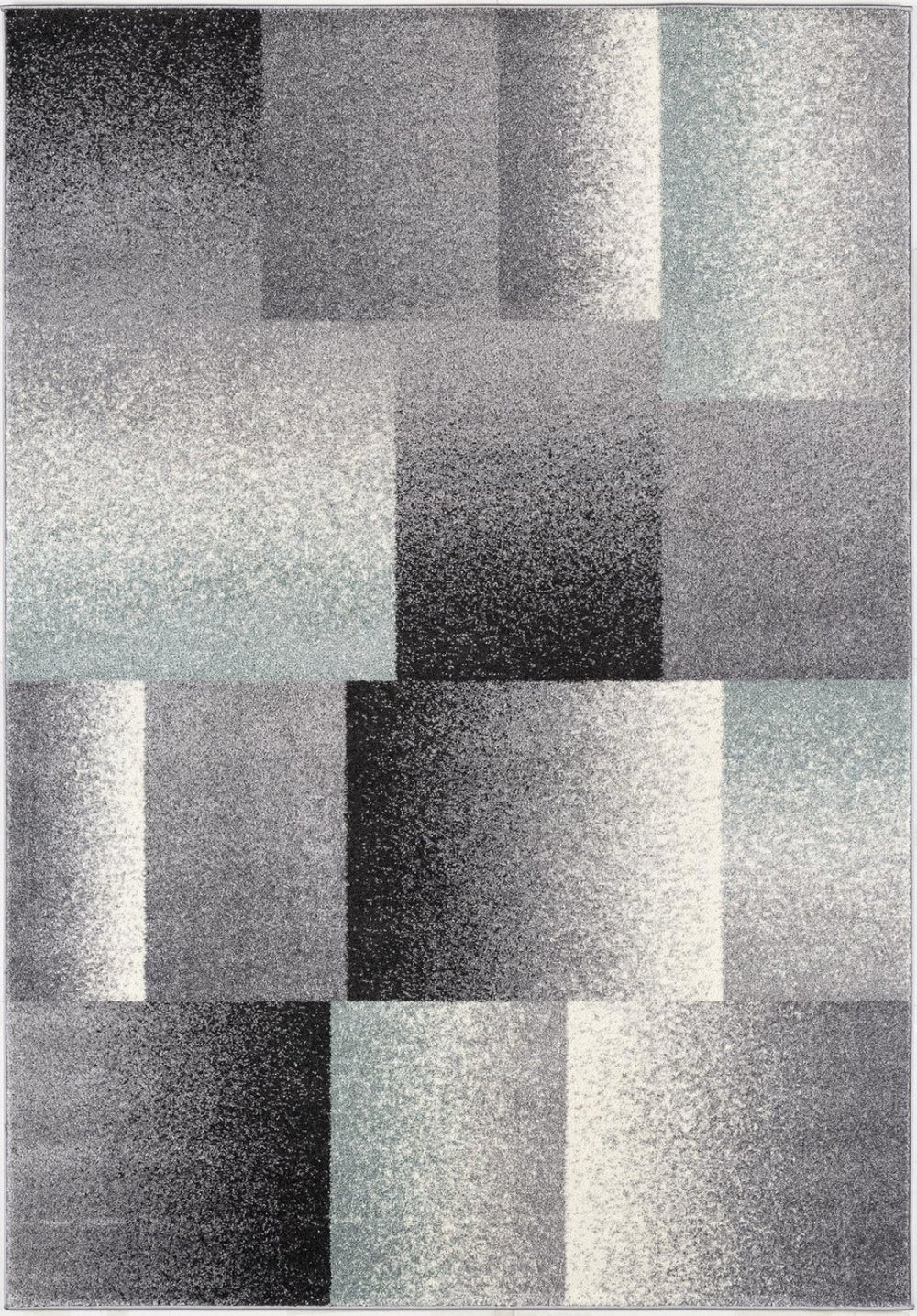 HomeRoots 4' Modern Geometric Area Rug - Stylish Charcoal and Teal Design for Contemporary Home Décor 7' X 9' Rectangle 390341