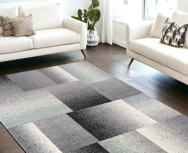 Homeroots 7' X 9' Gray Modern Geometric Area Rug  Polyester 390341
