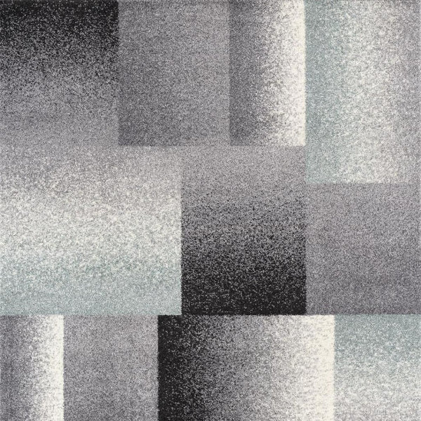 HomeRoots 4' Modern Geometric Area Rug - Stylish Charcoal and Teal Design for Contemporary Home Décor 7' X 9' Rectangle 390341