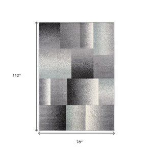HomeRoots 4' Modern Geometric Area Rug - Stylish Charcoal and Teal Design for Contemporary Home Décor 7' X 9' Rectangle 390341