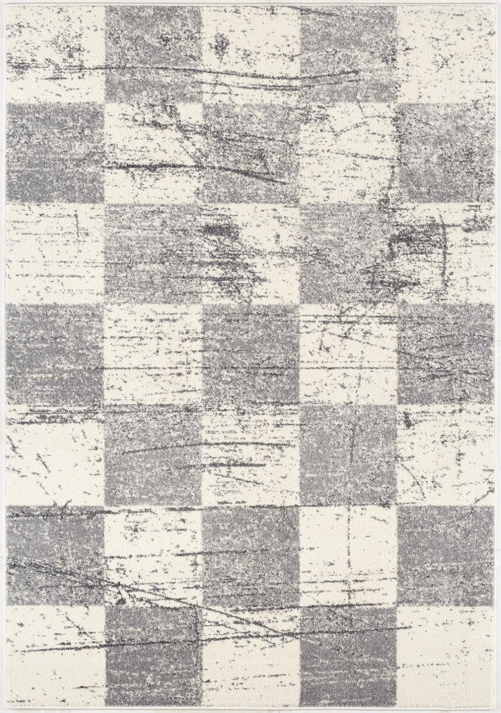 HomeRoots 4' Timeless White and Gray Checkered Area Rug for Stylish Living Spaces, Soft, Durable, and Versatile 4' X 6' Rectangle 390343
