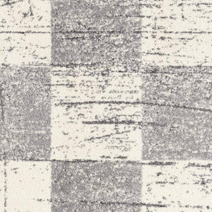 HomeRoots 4' Timeless White and Gray Checkered Area Rug for Stylish Living Spaces, Soft, Durable, and Versatile 5' Round Round 390344