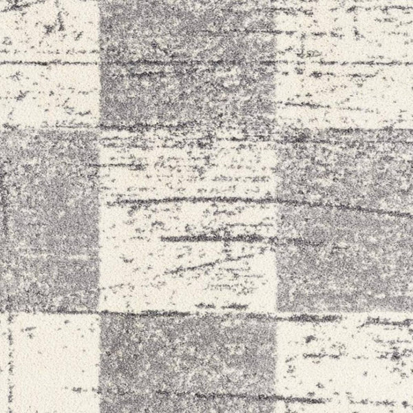 HomeRoots 4' Timeless White and Gray Checkered Area Rug for Stylish Living Spaces, Soft, Durable, and Versatile 5' Round Round 390344