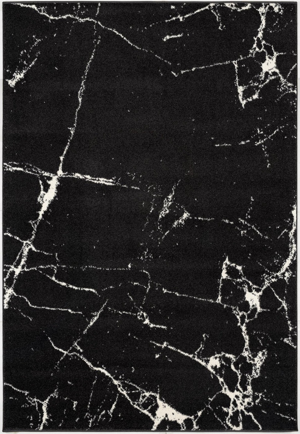 HomeRoots 7' Black and White Abstract Area Rug - Modern Marbleized Design for Cozy Living Spaces and Durability 7' X 9' 390351