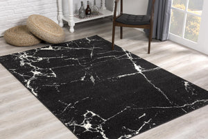 Homeroots 7' X 9' Black And White Abstract Breakage Area Rug  Polyester 390351