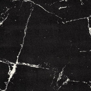 HomeRoots 7' Black and White Abstract Area Rug - Modern Marbleized Design for Cozy Living Spaces and Durability 7' X 9' 390351