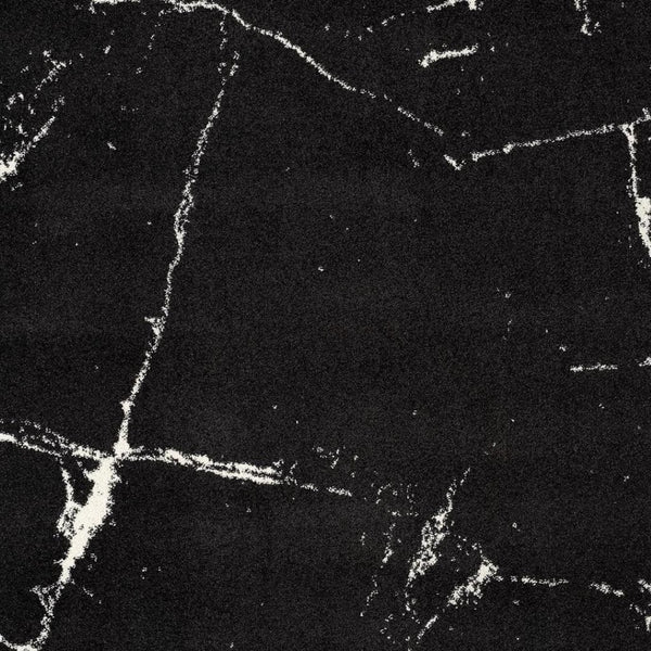 HomeRoots 7' Black and White Abstract Area Rug - Modern Marbleized Design for Cozy Living Spaces and Durability 7' X 9' 390351