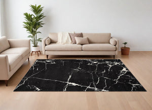 Homeroots 8' X 11' Black And White Abstract Breakage Area Rug  Polyester 390352