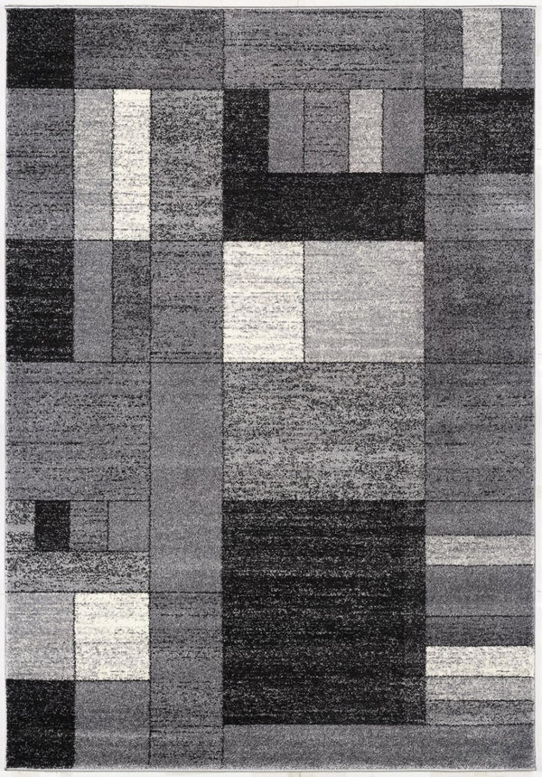 HomeRoots 7' Gray Distressed Geometric Area Rug – Handcrafted for Modern Elegance and Comfort in Any Space 7' X 9' 390356