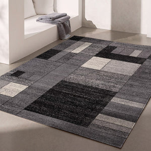 HomeRoots 7' Gray Distressed Geometric Area Rug – Handcrafted for Modern Elegance and Comfort in Any Space 7' X 9' 390356
