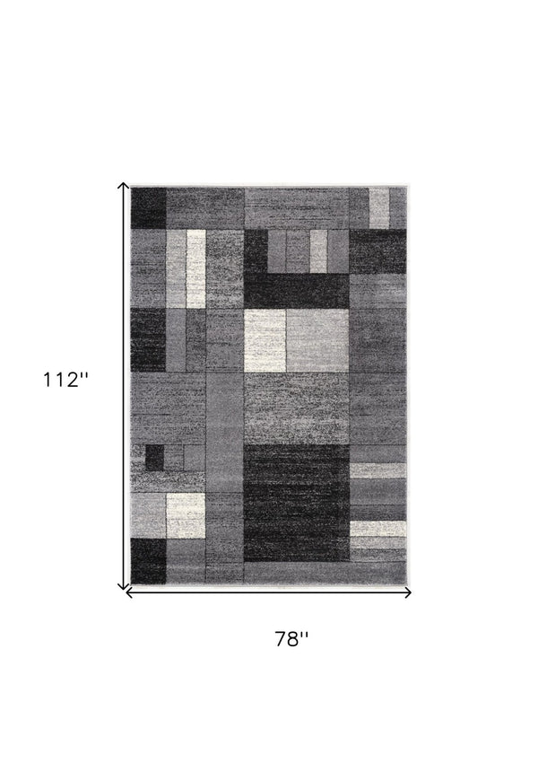 HomeRoots 7' Gray Distressed Geometric Area Rug – Handcrafted for Modern Elegance and Comfort in Any Space 7' X 9' 390356