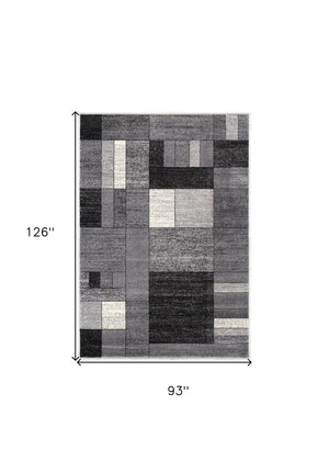 HomeRoots 7' Gray Distressed Geometric Area Rug – Handcrafted for Modern Elegance and Comfort in Any Space 8' X 11' 390357