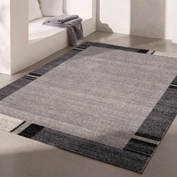 HomeRoots 4' Modern Bordered Area Rug - Elegant Dove-Gray Design for Comfort in Living, Dining, or Bedroom Spaces 4x6 390366