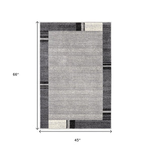 HomeRoots 4' Modern Bordered Area Rug - Elegant Dove-Gray Design for Comfort in Living, Dining, or Bedroom Spaces 4x6 390366