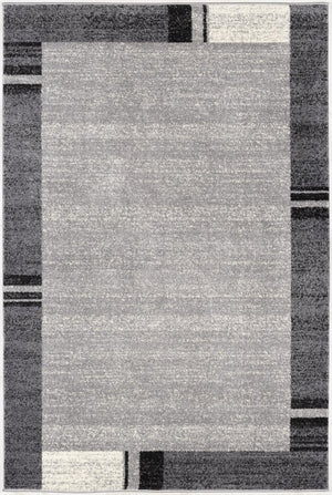 HomeRoots 4' Modern Bordered Area Rug - Elegant Dove-Gray Design for Comfort in Living, Dining, or Bedroom Spaces 5x8 390368