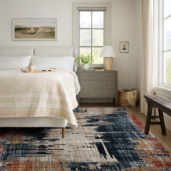 HomeRoots 4' Transform Your Space with a Blue and Ivory Abstract Area Rug for Modern Elegance and Durability 4' X 6' 390371